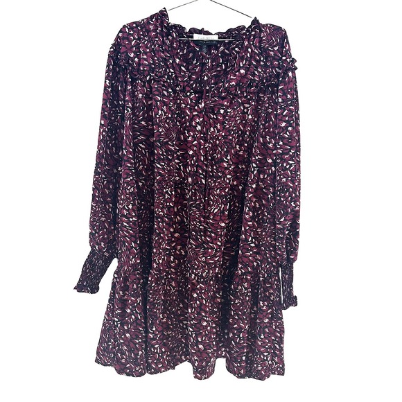 Eloquii Dresses & Skirts - ELOQUII Long Sleeve Floral Print Mini Dress‎ - 14/16 - black, maroon, white